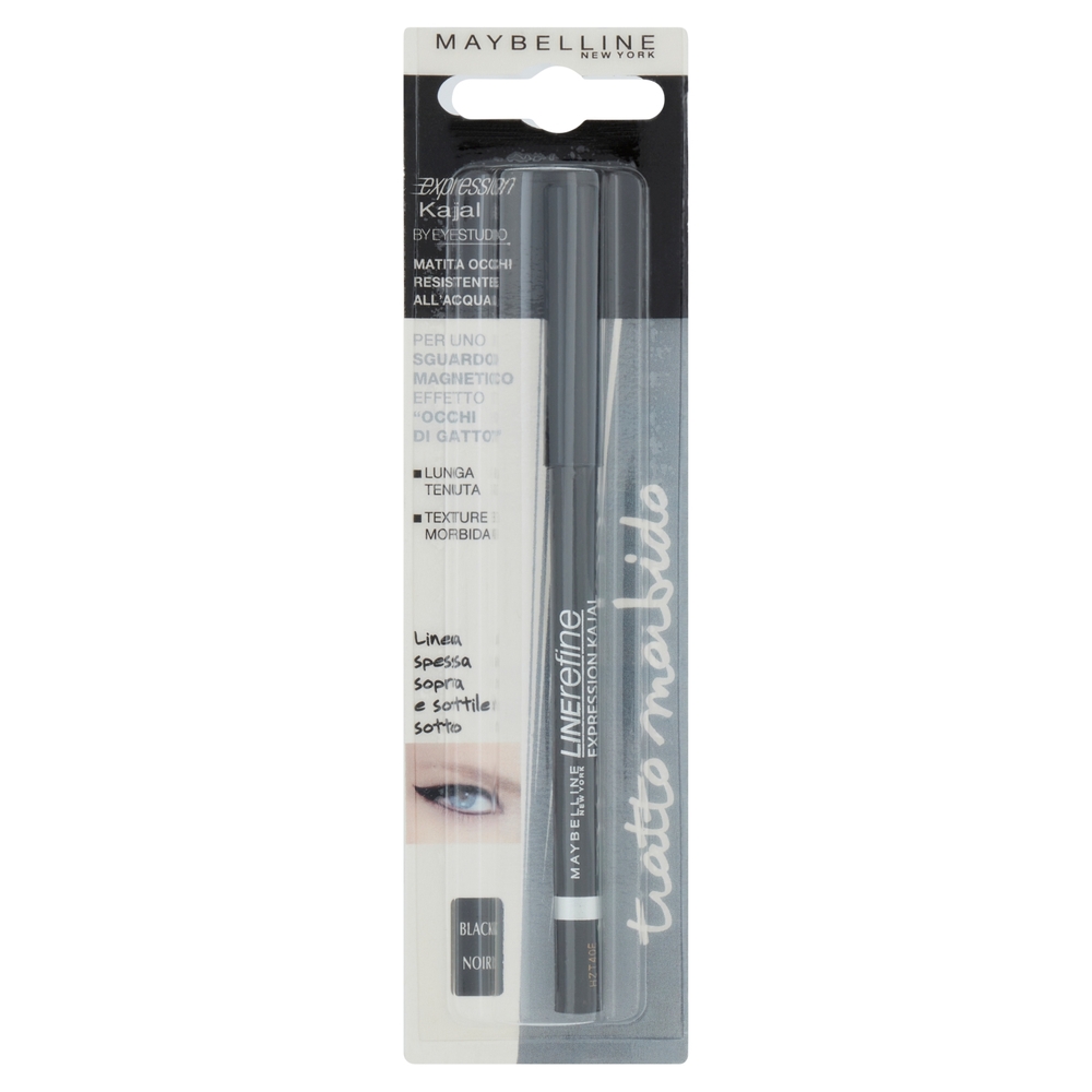 Maybelline New York Matita Occhi Expression Kajal, Tratto Morbido e Preciso, Waterproof, 33 Black